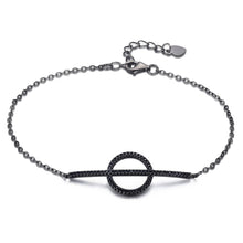 Load image into Gallery viewer, 2018 925 Sterling Silver Black Zircon Classic Geometric Round Adjustable Chain Bracelet Women Party Fine Jewelry B011