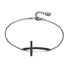 Load image into Gallery viewer, 2018 925 Sterling Silver Black Zircon Classic Geometric Round Adjustable Chain Bracelet Women Party Fine Jewelry B011