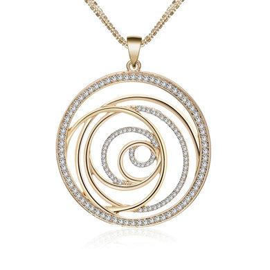 2018 Volution Flower Czech CZ Drilling Round Pendant Maxi Necklace For Women New Year Gifts Elegant Long Necklaces Jewelry