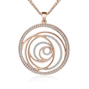 2018 Volution Flower Czech CZ Drilling Round Pendant Maxi Necklace For Women New Year Gifts Elegant Long Necklaces Jewelry