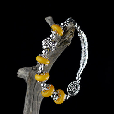 2018 Women Bracelet Kehribar Amber Character Product S925 Pure Ms Thai Ornament Accessories Handmade Diy Beeswax Hand String