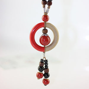 2018 fashion long chain necklace Clavicular chain colored stone tassels Summer Bohemia Handmade ceramic choker women's sale