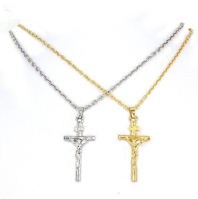 2018 new fashion jesus cross necklaces for women men alloy nickel free unisex jewelry accessories fj001