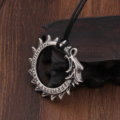 2018 sterling silver 925 viking Rune Wolf pendant necklace as gift with really leather cord