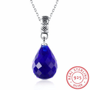 2018 wholesale Sale genuine 925 sterling silver necklace Fine jewelry jewelry Crystals from Swarovski 925 jewelry Blue gem