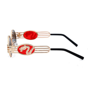 2023 Deluxe Design Elliptical Metal Frame Steampunk Lady Classic Sunglasses Trend Retro Chinese dragon Sunglasses UV400