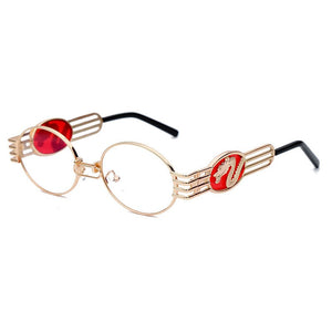2023 Deluxe Design Elliptical Metal Frame Steampunk Lady Classic Sunglasses Trend Retro Chinese dragon Sunglasses UV400
