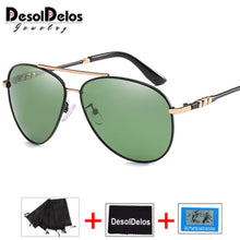 Carica l&#39;immagine nel visualizzatore di Gallery, 2023 DesolDelos UV400 Pilot Yurt Occhiali da sole Uomo Occhiali da sole polarizzati Marchio Logo Design Occhiali da guida Occhiali Oculos de sol 