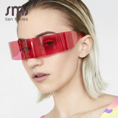 2023 Futuristic Wrap Around Goggle Sunglasses Women Unique Mirror Pink Silver Black Lens Glasses Men Mask Tony Stark Sunglasses