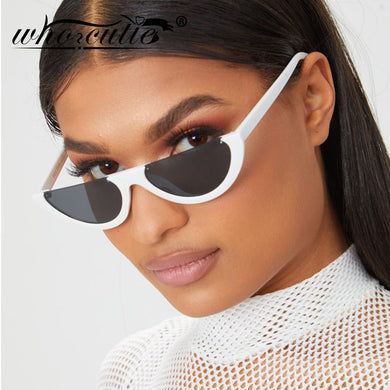 2023 Half Moon Slim Sunnies Sunglasses Women Brand Designer Retro Vintage Pink Lens Cat Eye Frame Sun Glasses Girls Shades 463B