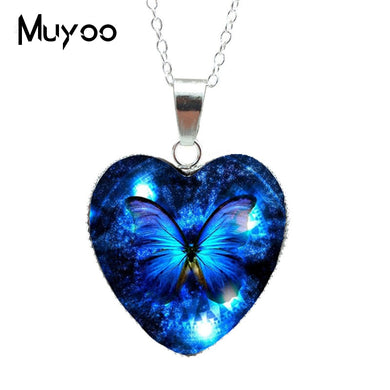 2020 Purple Magic Butterfly Heart Jewelry Necklace Beautiful and Mysterious Butterfly Pendant Heart Necklace Jewerly