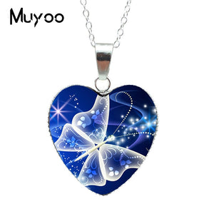 2020 Purple Magic Butterfly Heart Jewelry Necklace Beautiful and Mysterious Butterfly Pendant Heart Necklace Jewerly