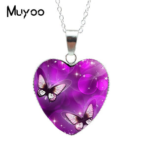 2020 Purple Magic Butterfly Heart Jewelry Necklace Beautiful and Mysterious Butterfly Pendant Heart Necklace Jewerly