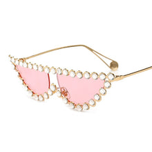 Carica l&#39;immagine nel visualizzatore di Gallery, 2023 Ladies  Rhinestone Cat Eye Sunglasses Women Brand Design Gold Metal Frame Glasses Small Cateye Sun Glasses UV400