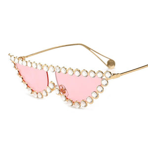 2023 Ladies  Rhinestone Cat Eye Sunglasses Women Brand Design Gold Metal Frame Glasses Small Cateye Sun Glasses UV400