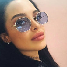 Load image into Gallery viewer, 2022 Ladies hexagon sunglasse  metal Women Brand Designer Fashion Rimless  Clear Ocean Lenses Sun Glasses  UV400