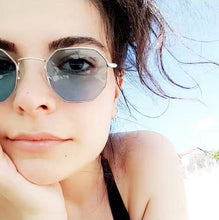 Load image into Gallery viewer, 2022 Ladies hexagon sunglasse  metal Women Brand Designer Fashion Rimless  Clear Ocean Lenses Sun Glasses  UV400