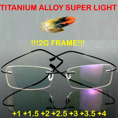 2023 Lentes De Lectura Brand Titanium 2g!! Super Light Optical Glasses Frame Rimless Ultra Reading +1 +1.5 +2 +2.5 +3 +3.5 +4