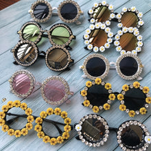 Load image into Gallery viewer, 2023 M16 Gorgeous Women Sunglasses Crystal Diamond Handmade Round Eyewear UV400 Mirror Lens Flower Design Summer Sun Glasses