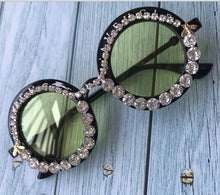 Load image into Gallery viewer, 2023 M16 Gorgeous Women Sunglasses Crystal Diamond Handmade Round Eyewear UV400 Mirror Lens Flower Design Summer Sun Glasses