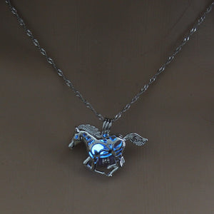 2020 Moon Glowing Necklace Gem Charm Jewelry Silver Plated Women Halloween Pendant Hollow Luminous Stone Pendant Necklace Gifts