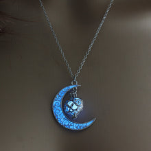 Load image into Gallery viewer, 2020 Moon Glowing Necklace Gem Charm Jewelry Silver Plated Women Halloween Pendant Hollow Luminous Stone Pendant Necklace Gifts