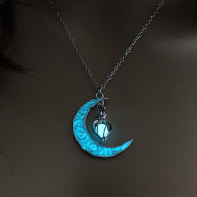 Load image into Gallery viewer, 2020 Moon Glowing Necklace Gem Charm Jewelry Silver Plated Women Halloween Pendant Hollow Luminous Stone Pendant Necklace Gifts