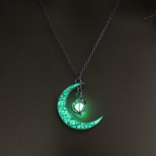 Load image into Gallery viewer, 2020 Moon Glowing Necklace Gem Charm Jewelry Silver Plated Women Halloween Pendant Hollow Luminous Stone Pendant Necklace Gifts