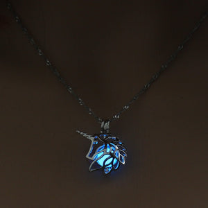 2020 Moon Glowing Necklace Gem Charm Jewelry Silver Plated Women Halloween Pendant Hollow Luminous Stone Pendant Necklace Gifts