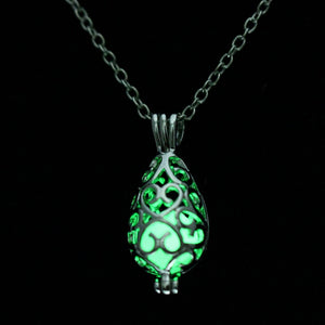 2020 Moon Glowing Necklace Gem Charm Jewelry Silver Plated Women Halloween Pendant Hollow Luminous Stone Pendant Necklace Gifts