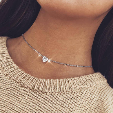 2020 New Female Fashion Crystal Heart Necklace Pendant  Short Gold Chain Necklace Pendant Necklace Charm Gifts girlfriends
