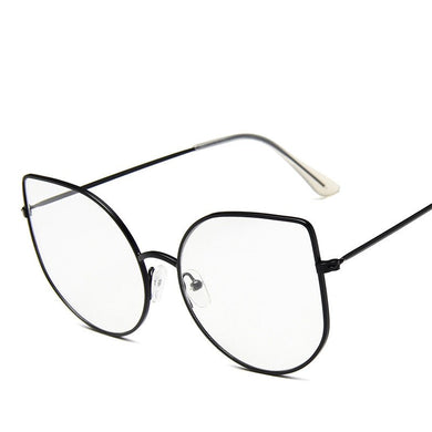 2019  Korean metal cat eye flat mirror female  large frame glasses popular multicolor Latest model famous brand