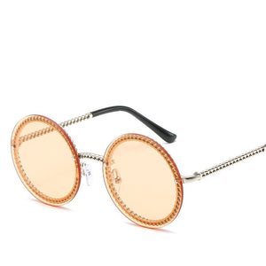 2023 Ladies Metal Chain Frame Sunglasses Women Frameless Glasses Brand Designer Trend  Round Sunglasses UV400