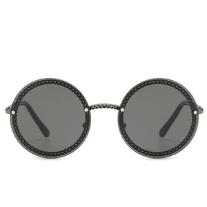 2023 Ladies Metal Chain Frame Sunglasses Women Frameless Glasses Brand Designer Trend  Round Sunglasses UV400