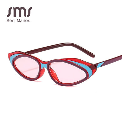 2023 Small Frame Tri-color Cat Eye Sunglasses Women Men Brand Designer Vintage Sun Glasses Female Eyewear UV400