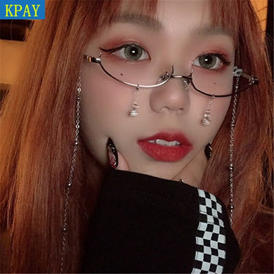 2023 Without Lens Vintage Glasses Frame Women  Design Pendant Decoration Half frame Eyeglasses Girls Glasses