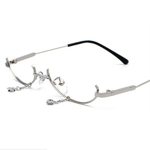 2023 Without Lens Vintage Glasses Frame Women  Design Pendant Decoration Half frame Eyeglasses Girls Glasses