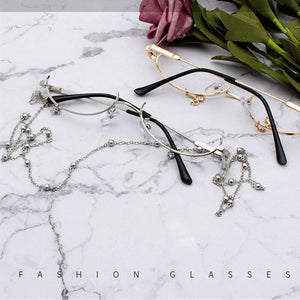 2023 Without Lens Vintage Glasses Frame Women  Design Pendant Decoration Half frame Eyeglasses Girls Glasses