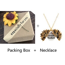 Load image into Gallery viewer, 2020 New Women Gold Necklace You are my sunshine Open Locket Sunflower Pendant Necklace Men Gifts