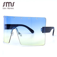 Carica l&#39;immagine nel visualizzatore di Gallery, 2023 Oversized Women Gradient Sunglasses Luxulry Brand Crystal Blue Purple Rimless Square Female Sun Glasses Shades UV400