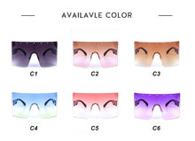 Carica l&#39;immagine nel visualizzatore di Gallery, 2023 Oversized Women Gradient Sunglasses Luxulry Brand Crystal Blue Purple Rimless Square Female Sun Glasses Shades UV400