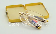 Load image into Gallery viewer, 2023 Reading Glasses Steel Case Slim Narrow Portable Folding Golden Metal Frame Reading Glasses+1 +1.5 +2 +2.5 +3 +3.5 +4 +1
