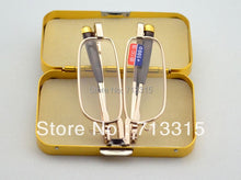 Load image into Gallery viewer, 2023 Reading Glasses Steel Case Slim Narrow Portable Folding Golden Metal Frame Reading Glasses+1 +1.5 +2 +2.5 +3 +3.5 +4 +1