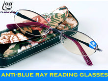 Load image into Gallery viewer, 2023 Real = Clara Vida = Designer Half-rim Coated Anti Ray Women Reading Glasses +1 +1.5 +2 +2.5 +3 +3.5 +4 With Case