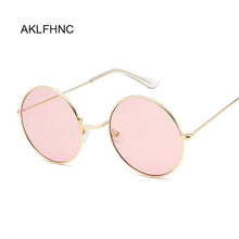 Load image into Gallery viewer, 2023 Retro Round Pink Sunglasses Women Brand Designer Sun Glasses For Women Alloy Mirror Female Oculos De Sol Black