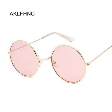 2023 Retro Round Pink Sunglasses Women Brand Designer Sun Glasses For Women Alloy Mirror Female Oculos De Sol Black