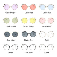 Load image into Gallery viewer, 2023 Retro Round Pink Sunglasses Women Brand Designer Sun Glasses For Women Alloy Mirror Female Oculos De Sol Black