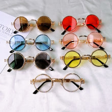 Load image into Gallery viewer, 2023 Vintage Round Diamond Sunglasses Women  Brand Steampunk Red Black Clear Lens Rhinestone Eyeglasses UV400 Gafas de sol