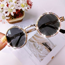 Load image into Gallery viewer, 2023 Vintage Round Diamond Sunglasses Women  Brand Steampunk Red Black Clear Lens Rhinestone Eyeglasses UV400 Gafas de sol