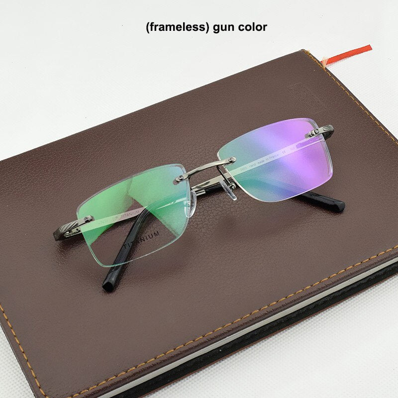2023 Brand  rimless glasses frame titanium eye glasses frames for men Square Business eyeglasses frames men